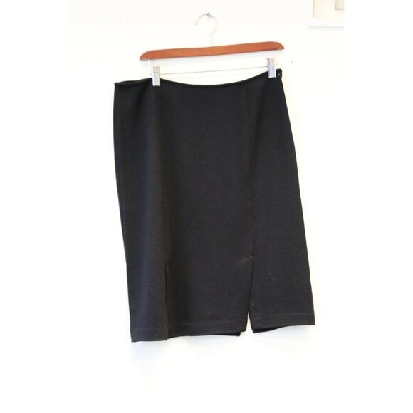 St. John Collection Women's Size US8 Medium Black Pencil Skirt Front Slit Mini - Picture 1 of 7